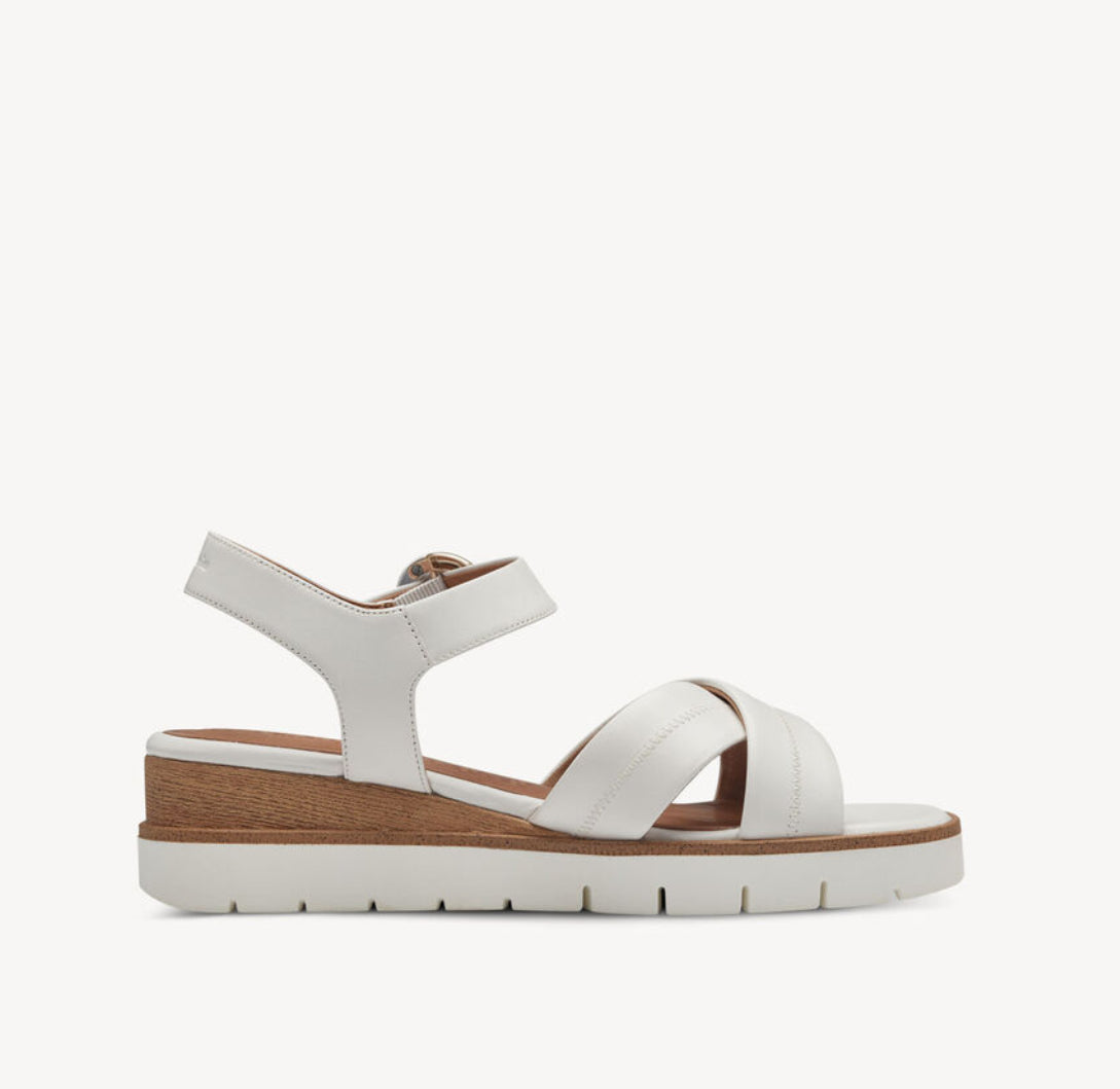 Tamaris - 28202-42 White Criss Cross Leather Sandal