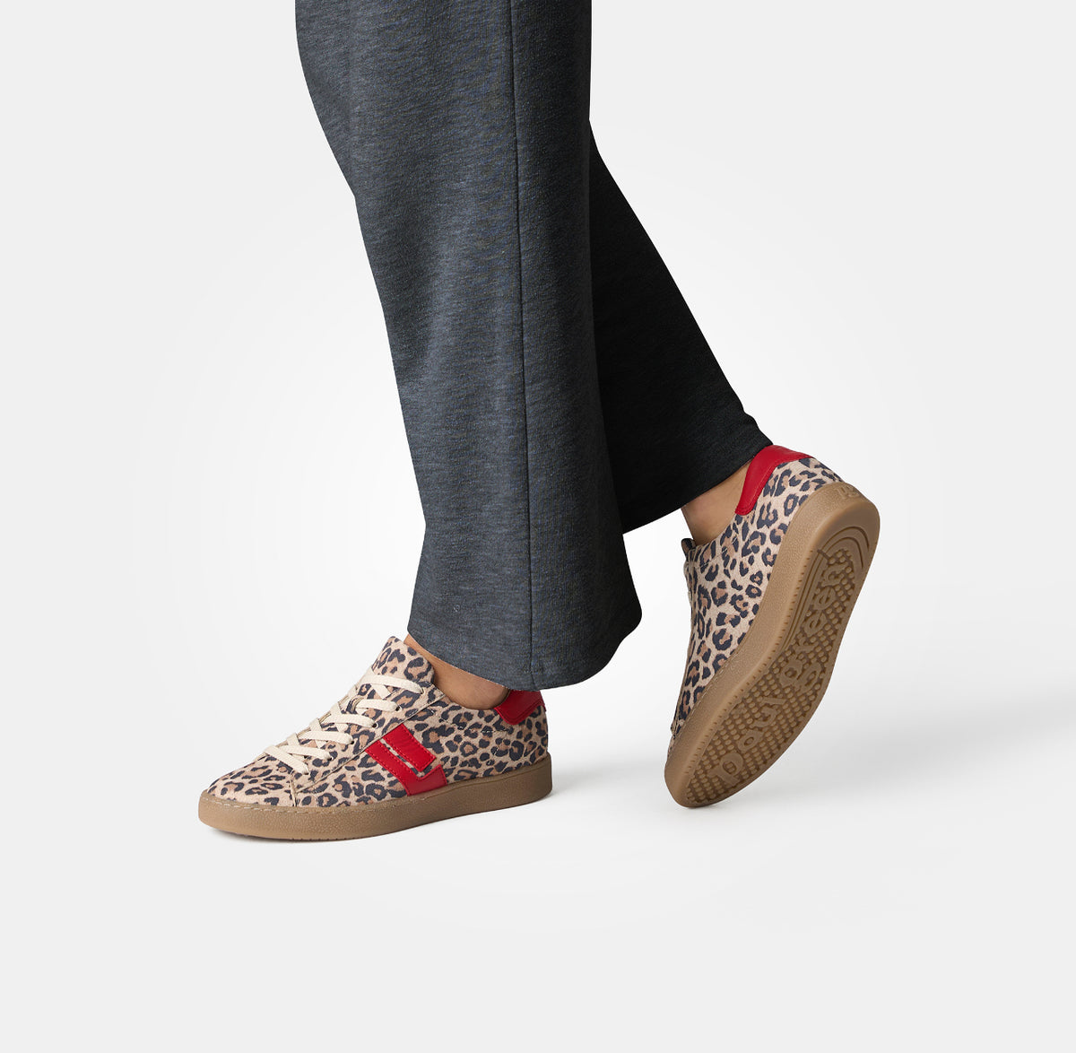 Paul Green - 5464 Leopard and Red Retro Trainer