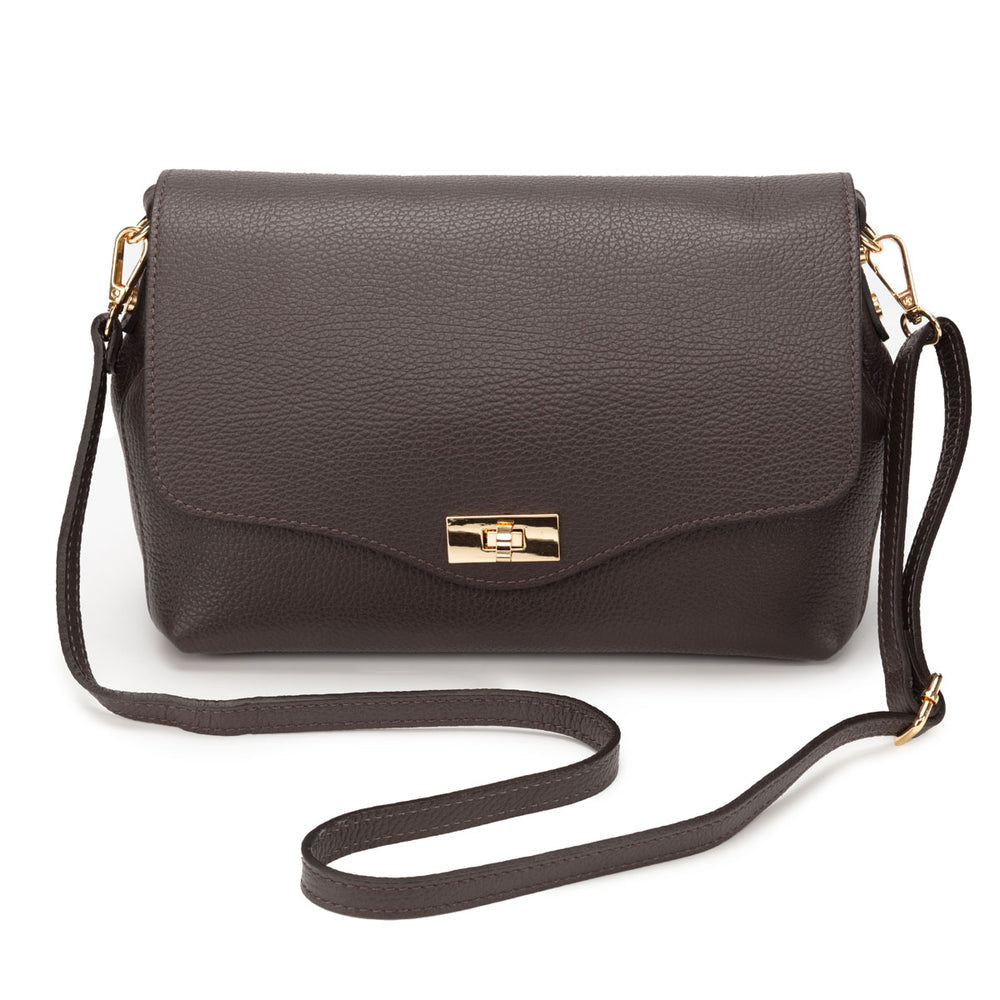 Elie Beaumont - Twist Chocolate Brown Leather Crossbody