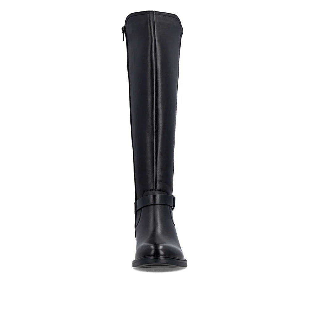 Remonte - D2W77 Black Leather Knee High Boot