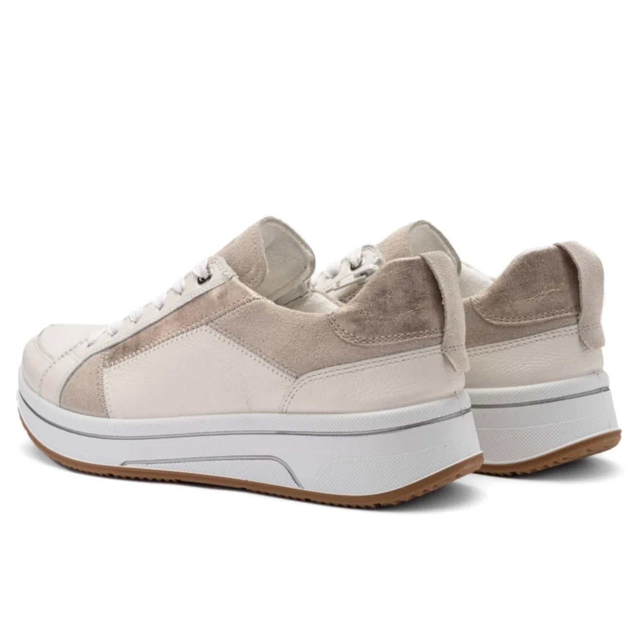 Ara - 27512 Cream Zip Wedge Trainer