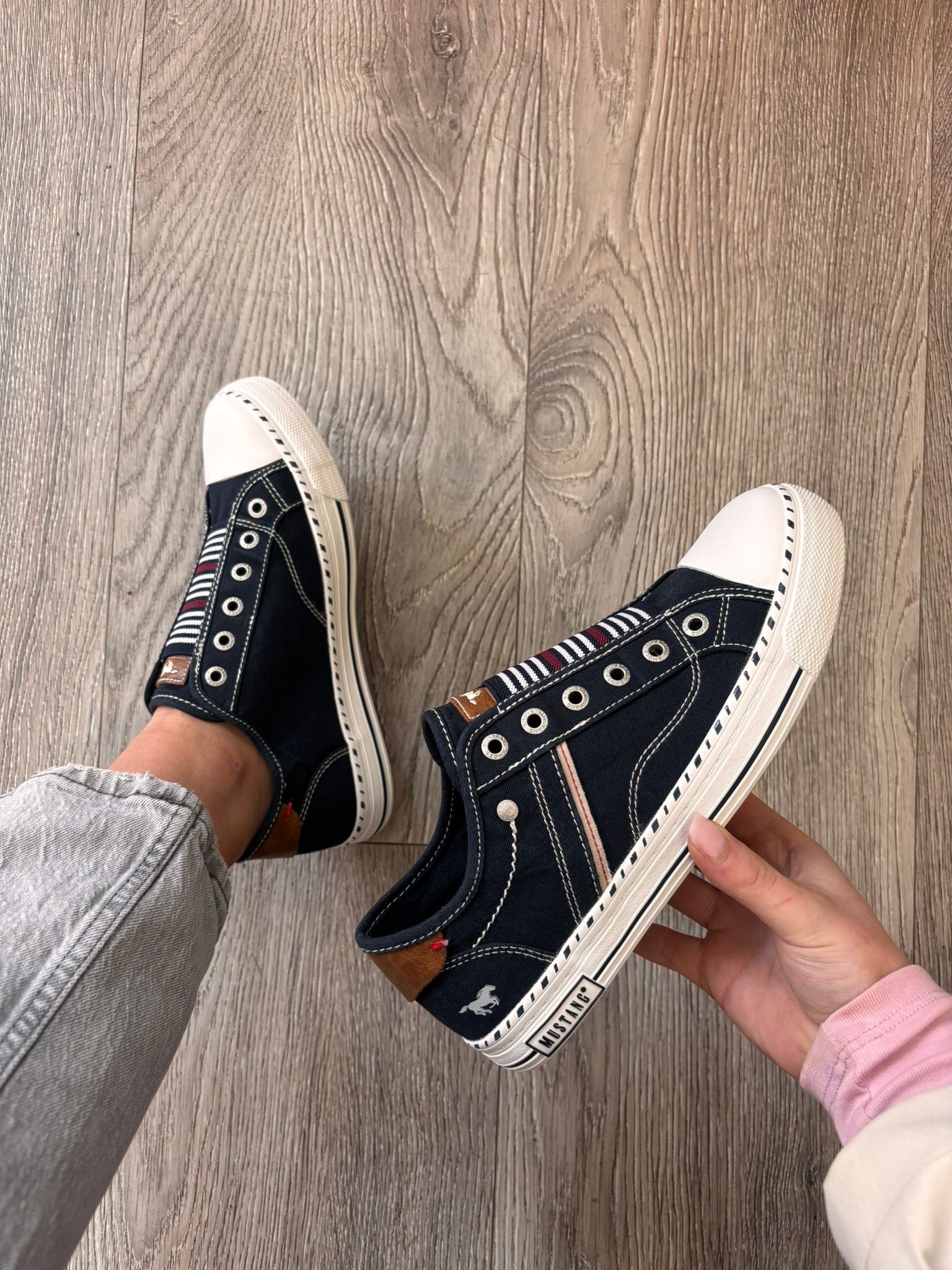 Mustang - 26M0152002 Navy Slip On Canvas Trainer