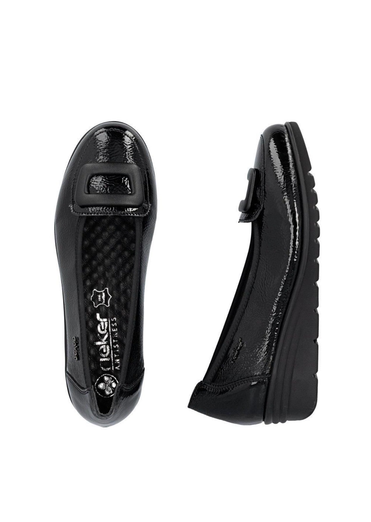 Rieker - L5362 Black Patent Wedge Loafer