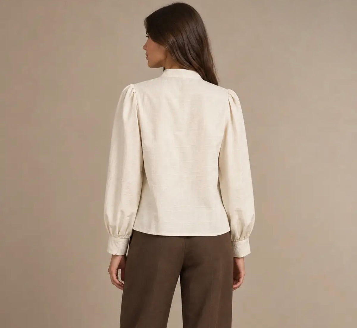 Anna - Cream Mandarin Blouse