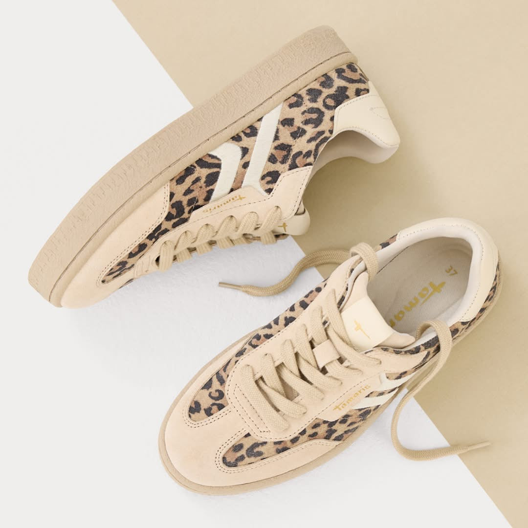 Tamaris - 23723 Cream Leopard Trainer