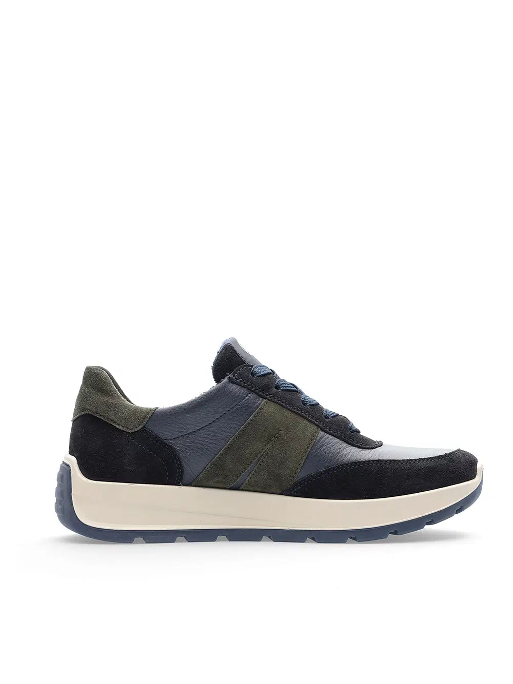 Ara - 25102 Navy & Green Leather & Suede Trainer