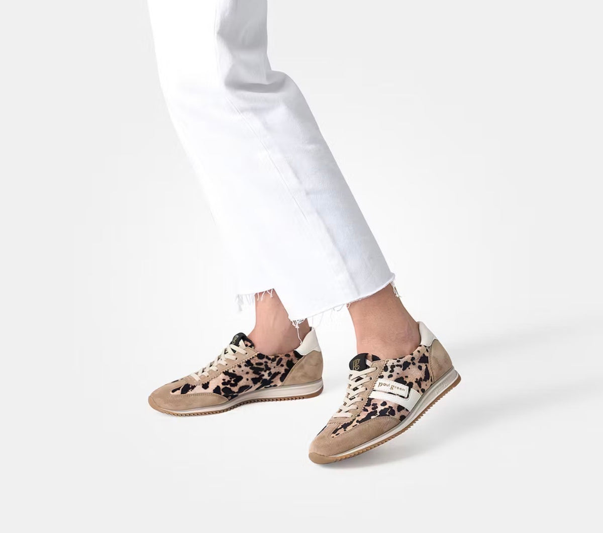 Paul Green - 5453 Beige and Leopard Trainer