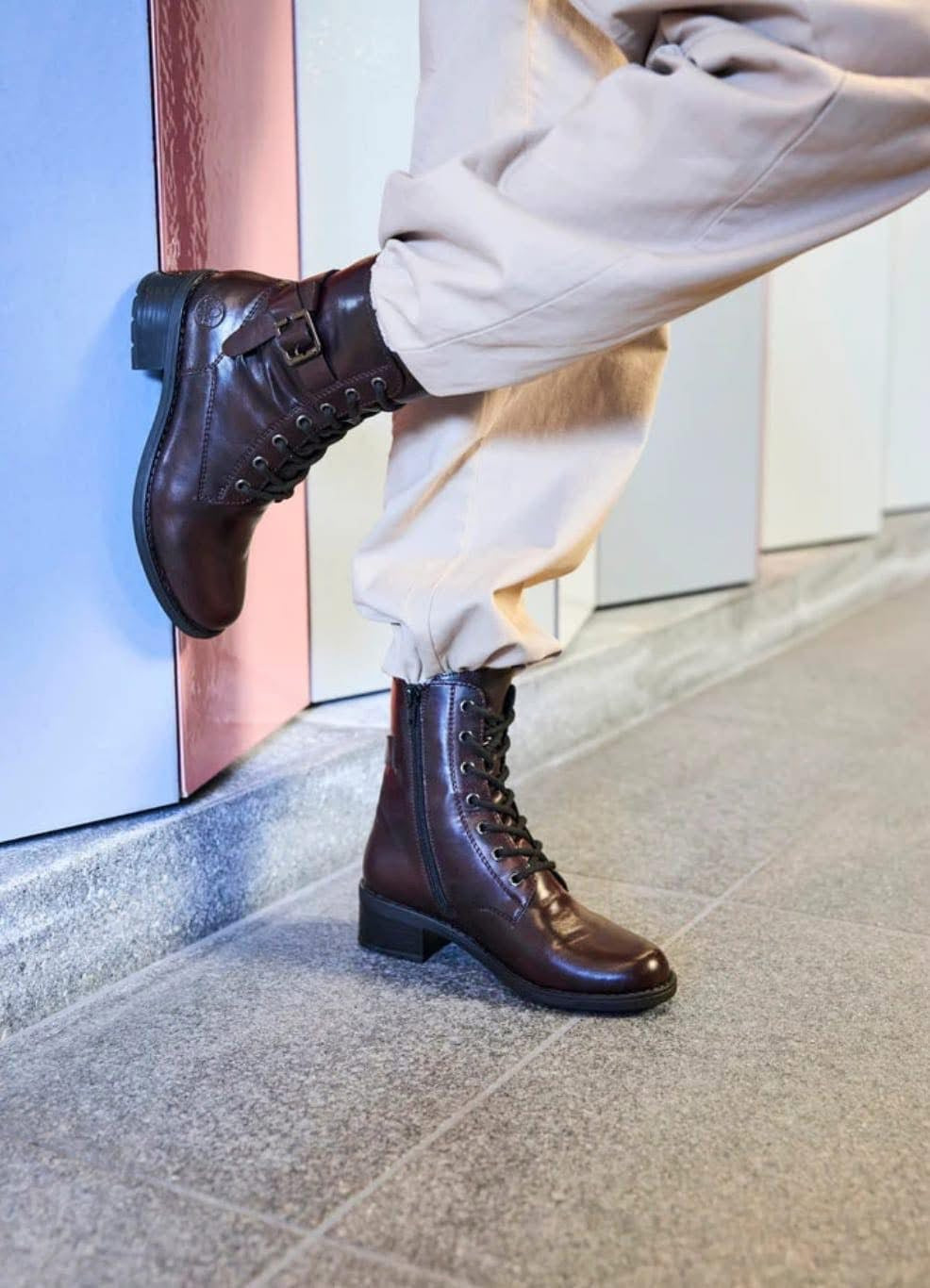 Rieker - 75431 Burgundy Biker Boot