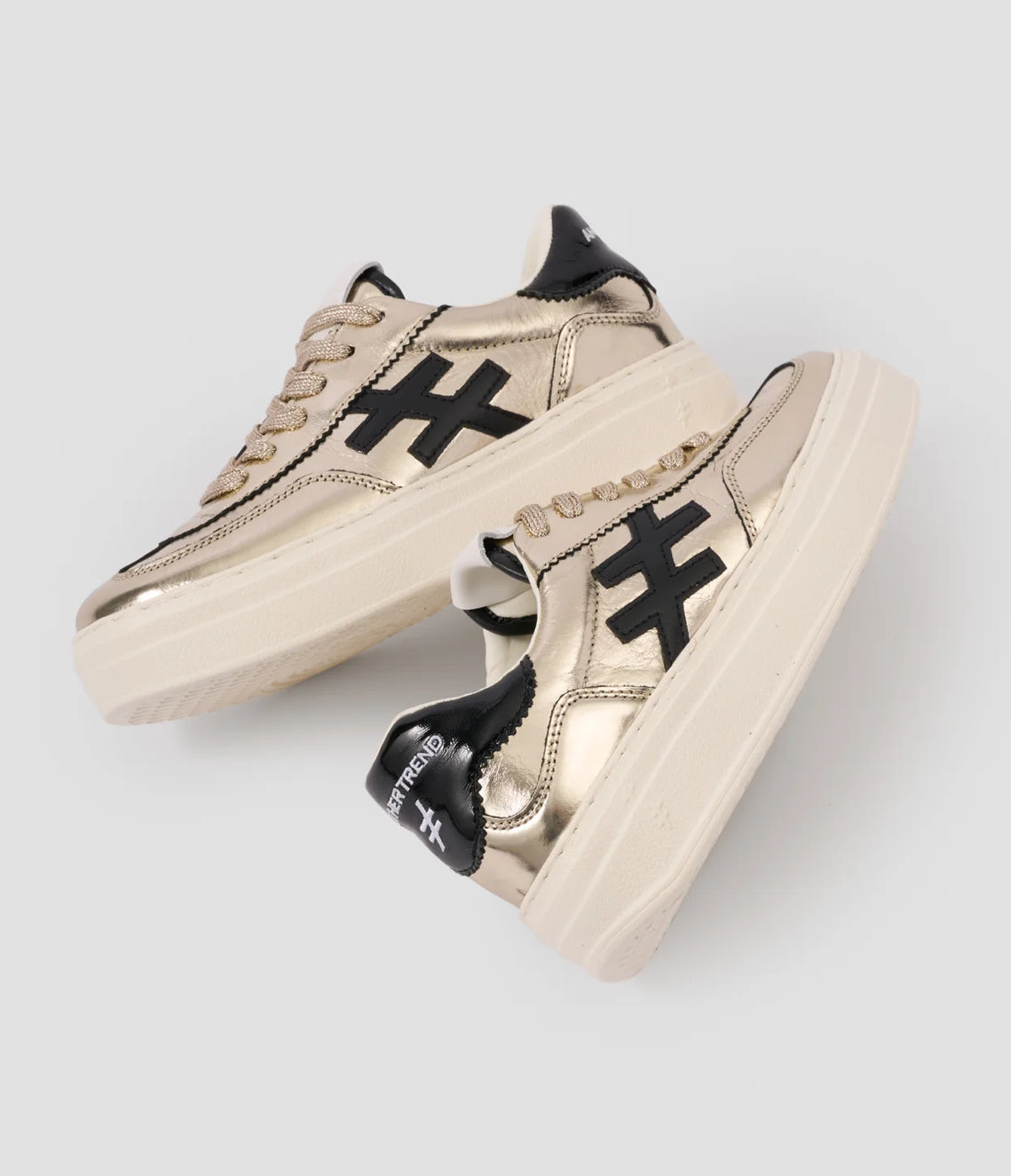 Another Trend - A035m343 Gold and Black Platform Trainer