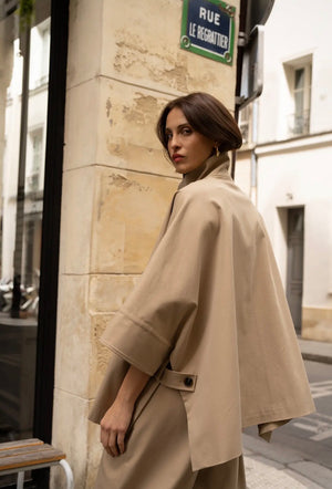 Anna - Beige Cape Jacket