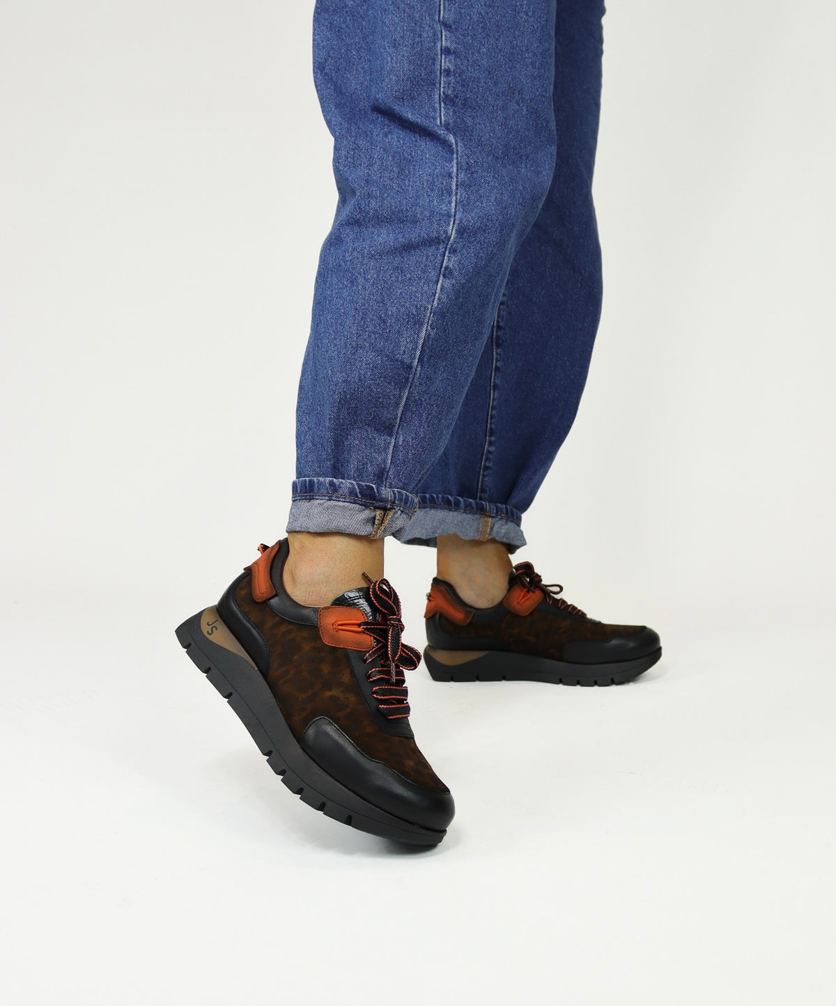 Jose Saenz - 2287 Black and Leopard Wedge Shoe