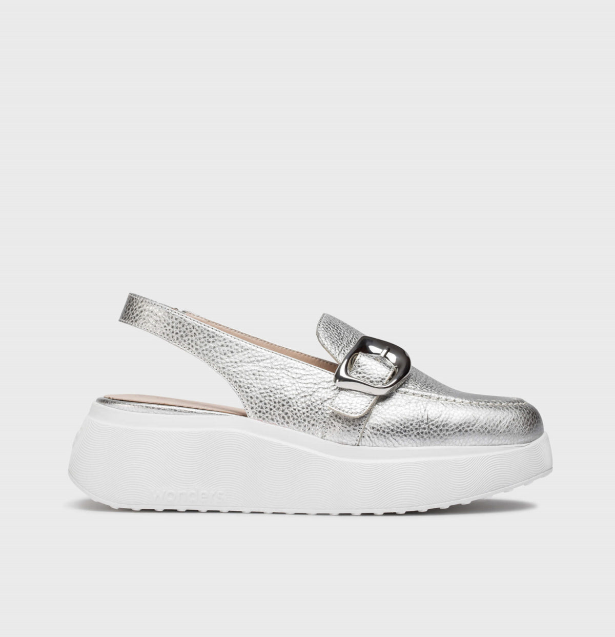 Wonders - A-3624 Silver Wedge Slingback