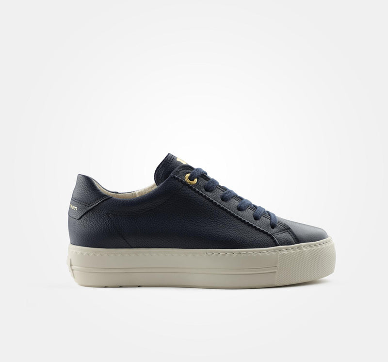 Paul Green - 5241 Navy Leather Laced Trainer