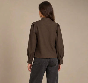 Anna - Brown Mandarin Blouse