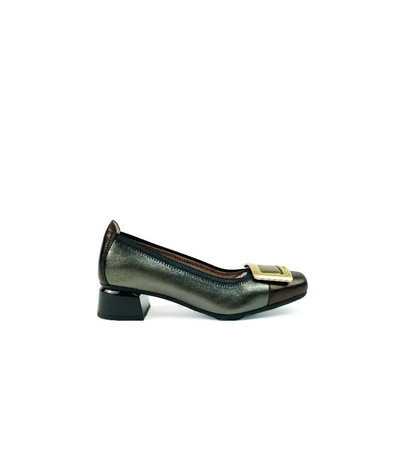 Hispanitas - CH1233141 Pewter Gold Buckle Loafer