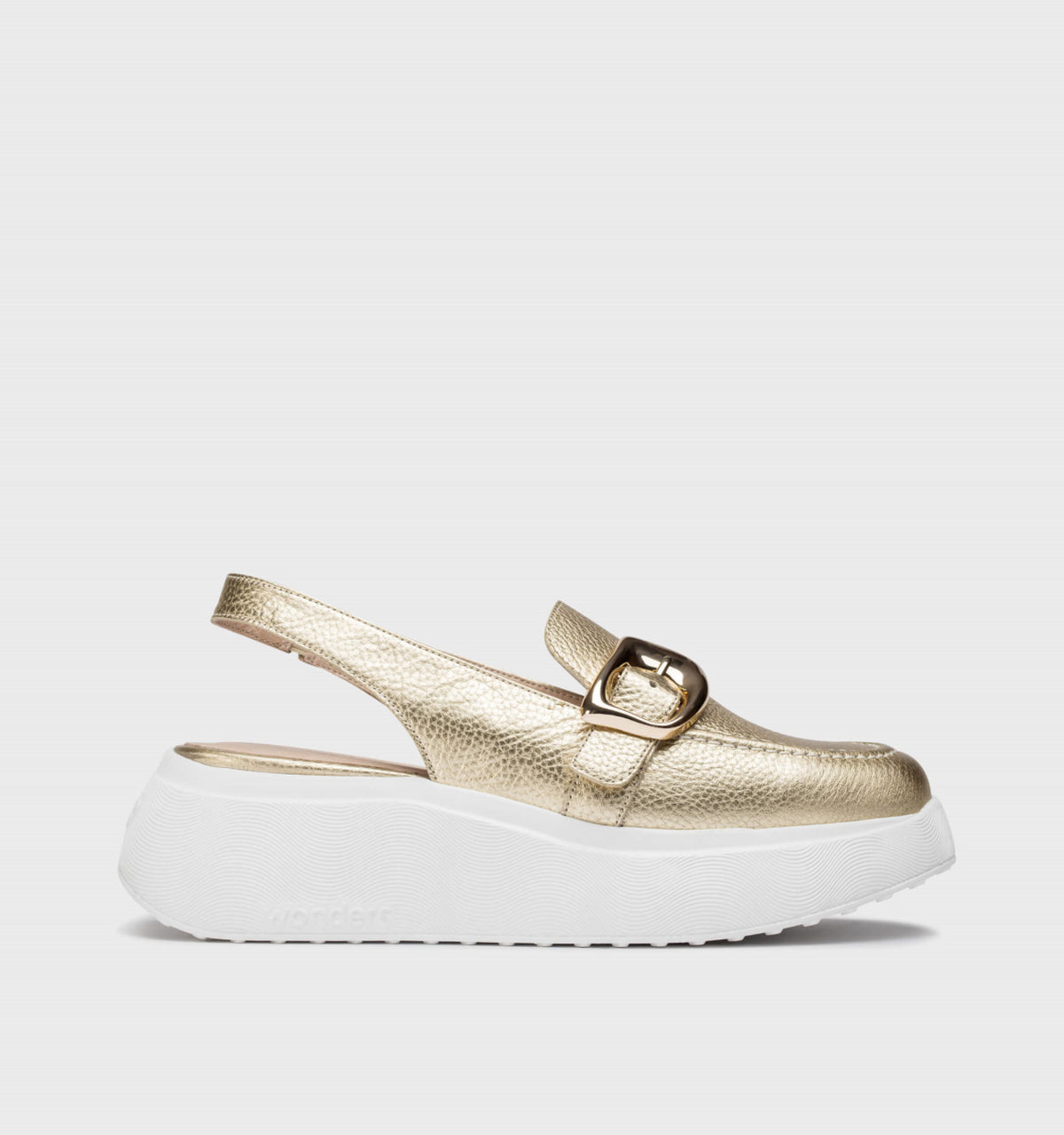 Wonders - A-3624 Gold Wedge Slingback