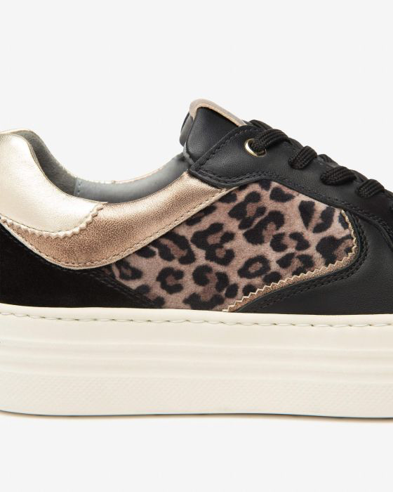 NeroGiardini - I514180D Black and Leopard Retro Trainer