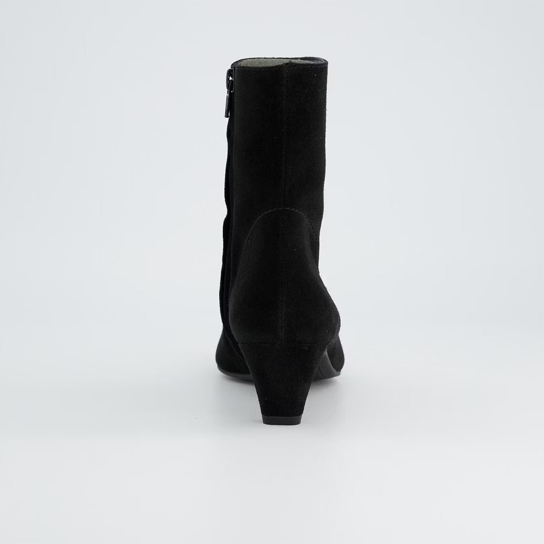 Paul Green - 8288 Black Suede Kitten Heel Boot