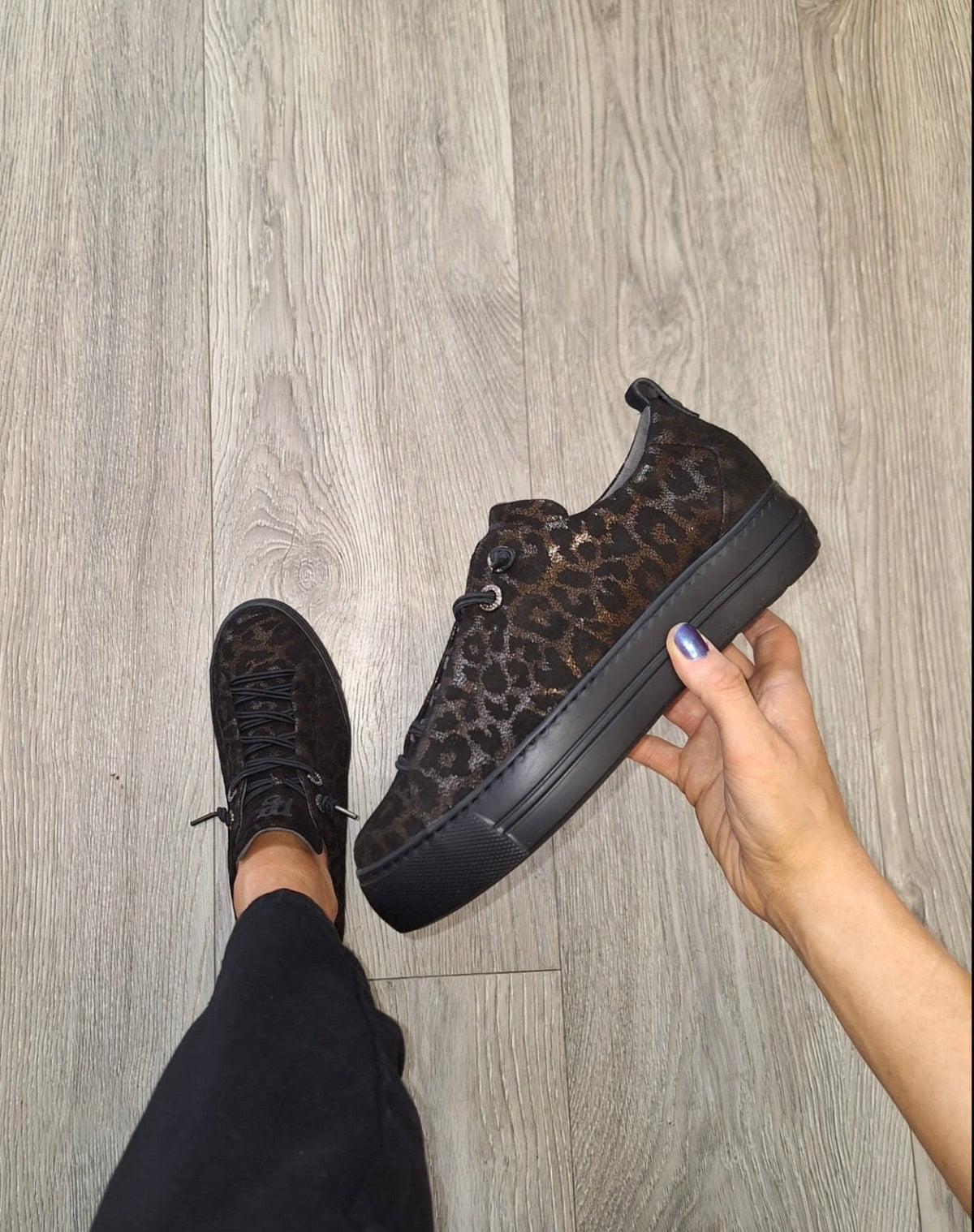 Paul Green - 5417 Black & Bronze Slip On Trainer