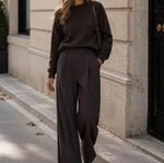 Anna - Brown Wide Leg Trousers
