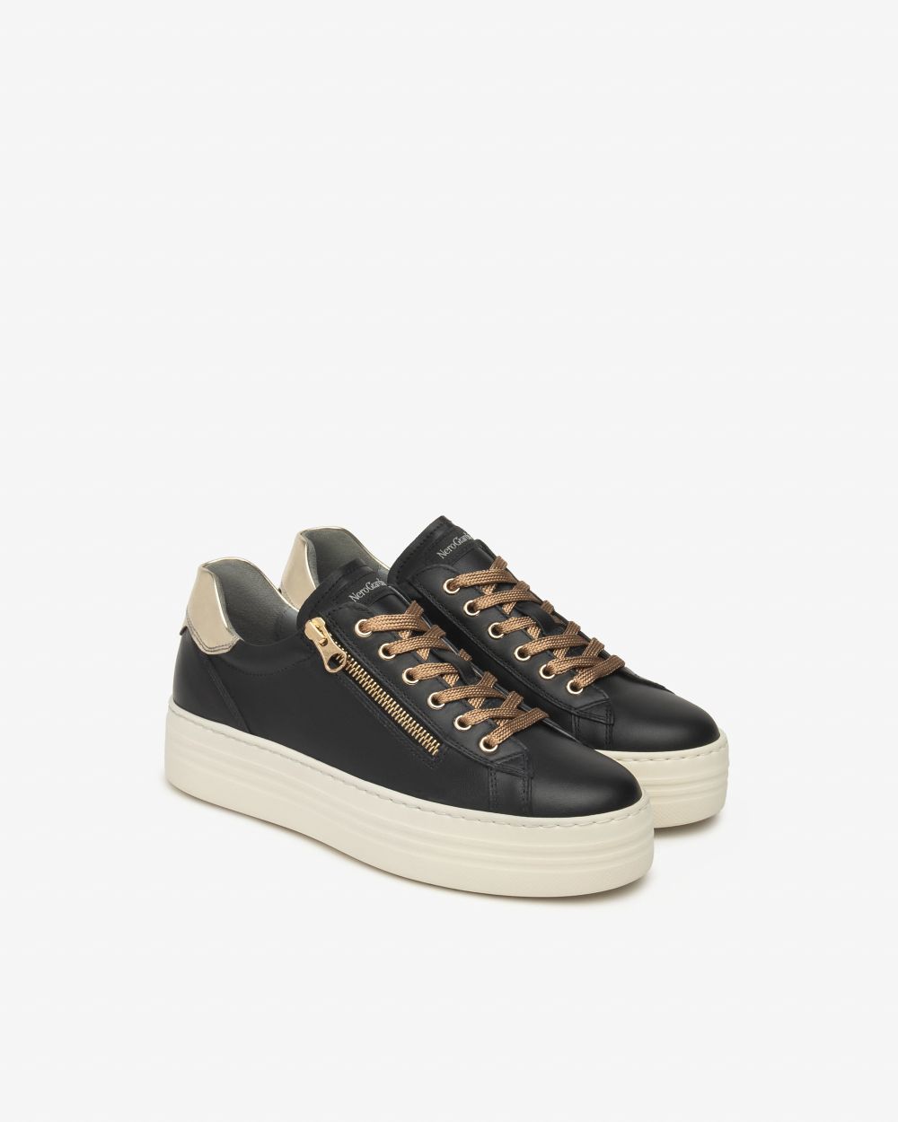 NeroGiardini - I514185D Black Zip Platform Trainer