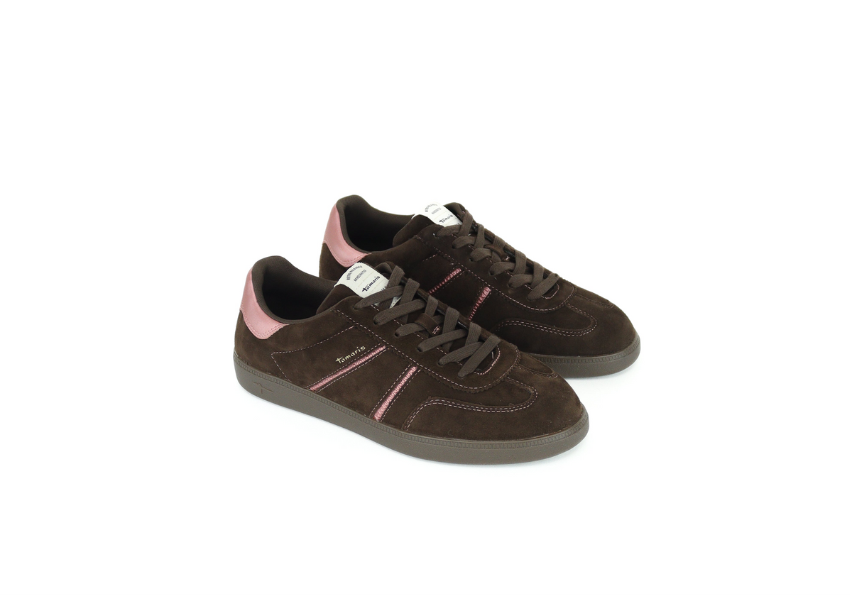 Tamaris - 23624 Brown Suede Retro Trainer