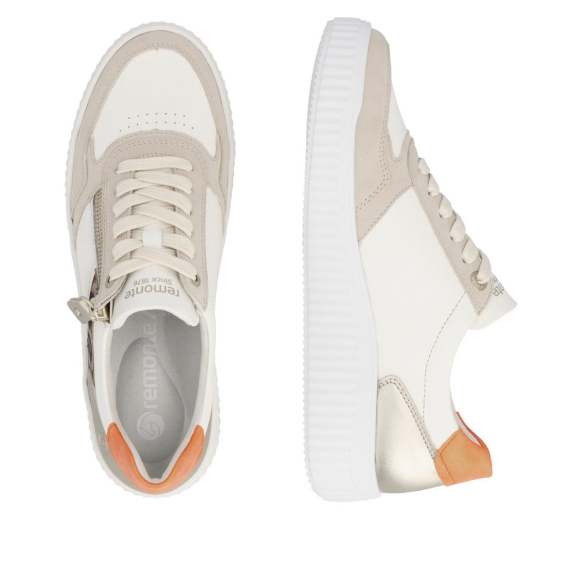 Remonte - D3E05 Cream Multi Zip Trainer