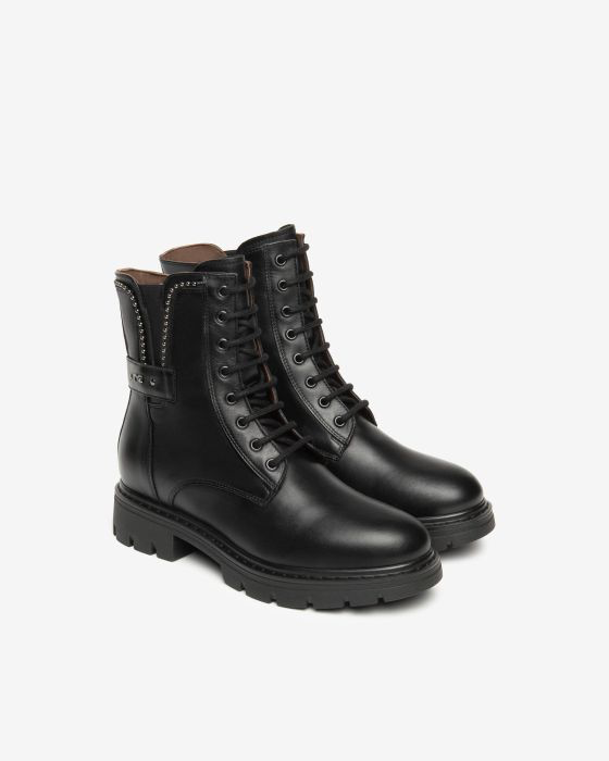 NeroGiardini - I514770 D Black Stud Laced Biker Boot