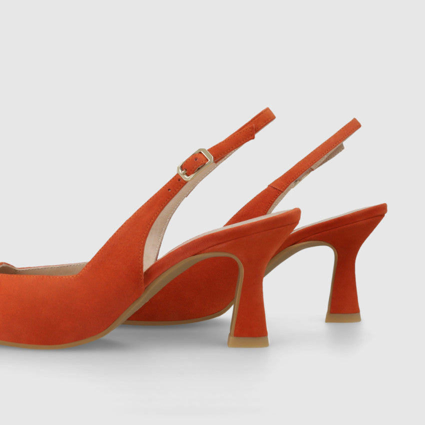 Lodi - Juco Orange Suede Kitten Heel Sling Back