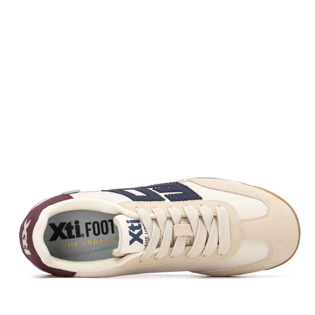 XTI - 145018 Cream & Burgundy Retro Trainer