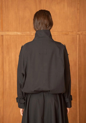Anna - Brown Oversized Short Trench Style Jacket