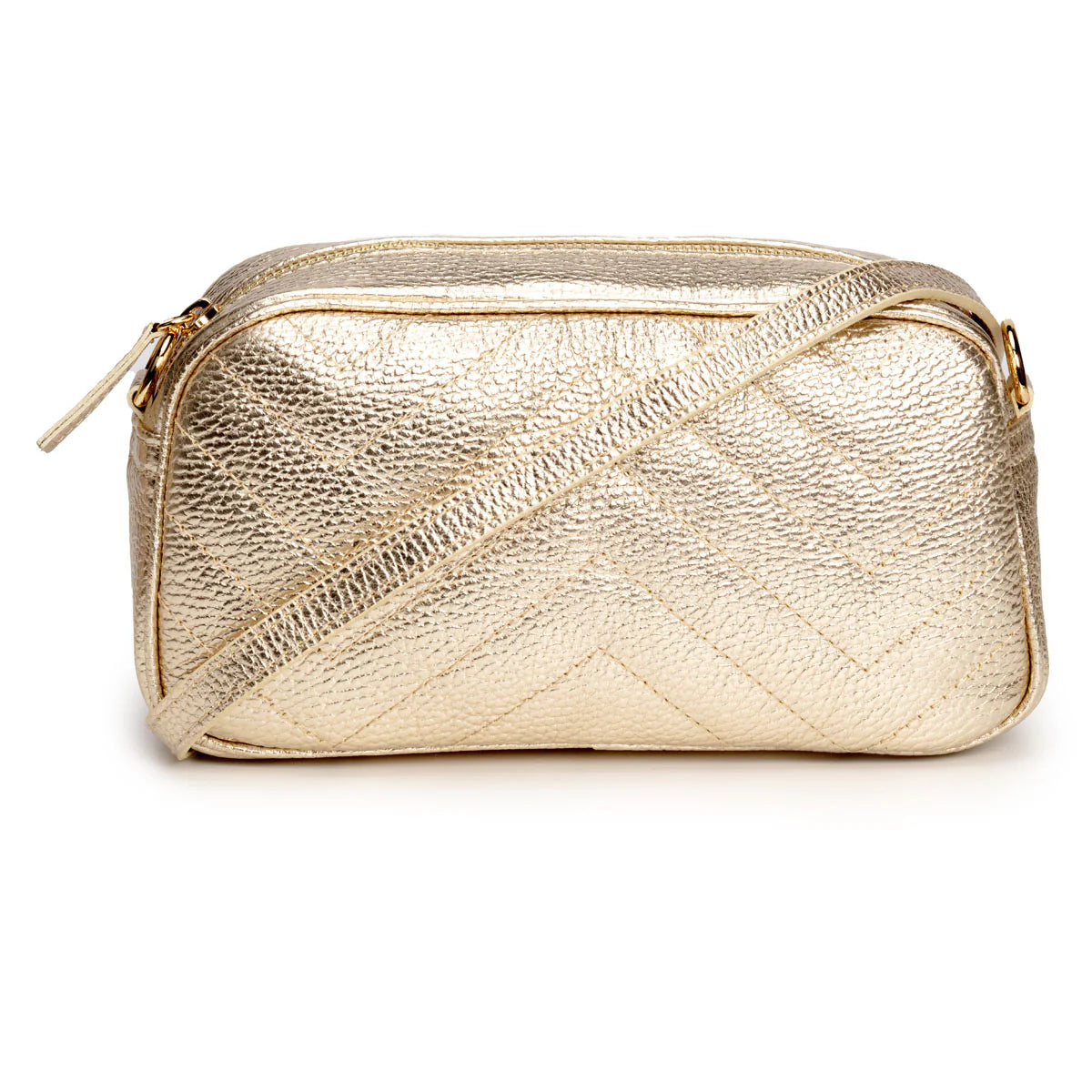 Elie Beaumont - Gold Quilted Leather Crossbody Bag