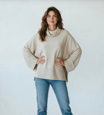 Anna - Beige Polo Neck Jumper