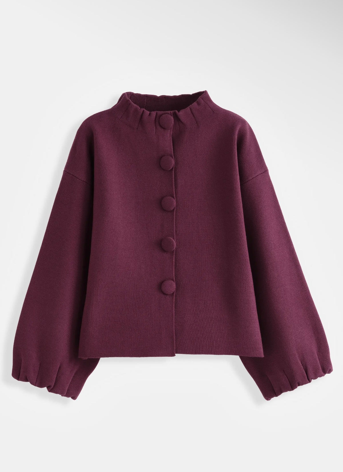 Anna - Burgundy Funnel Neck Cardigan