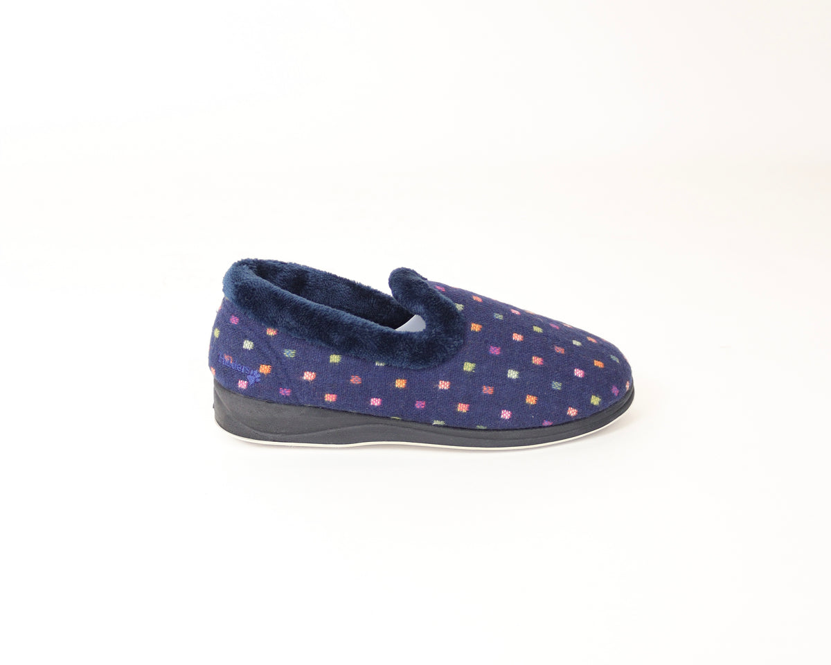 Padders - Repose Navy Spot Slipper