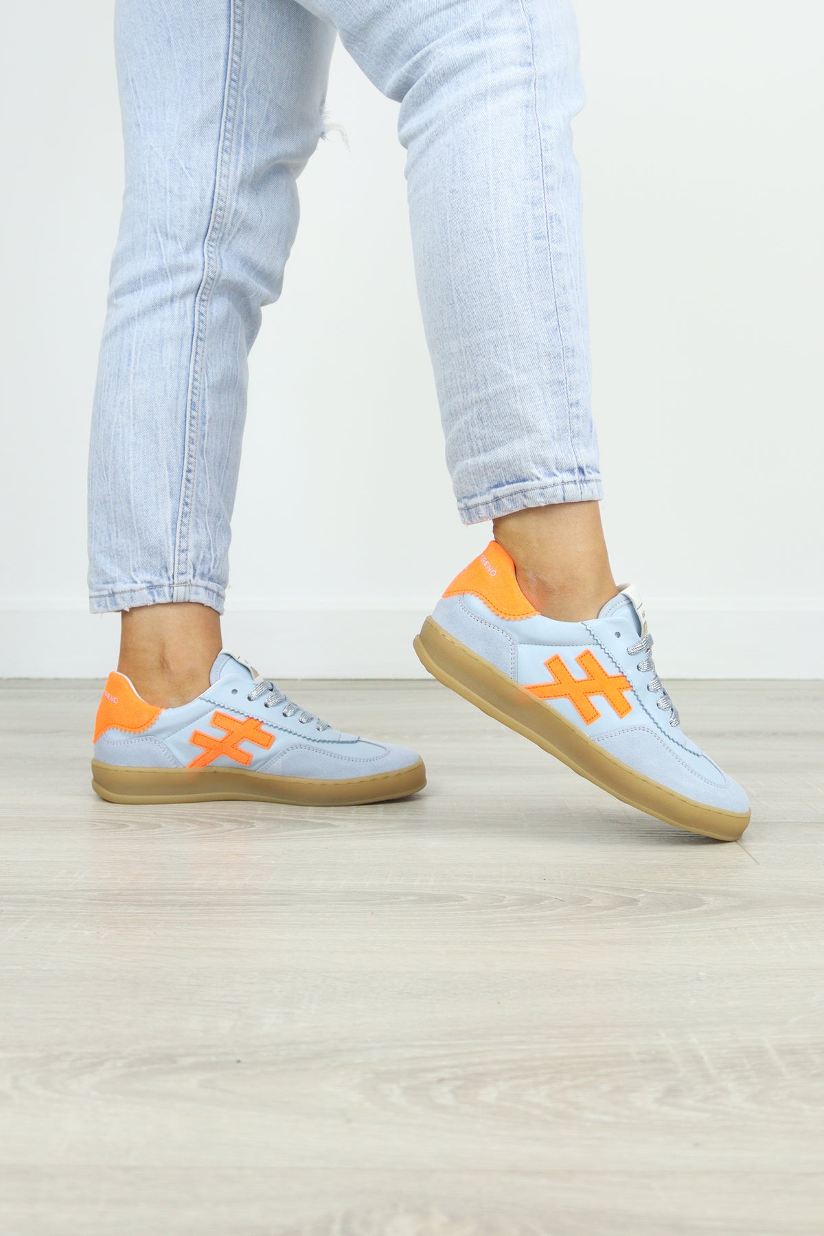 Another Trend -A032 [Sky] Blue and Orange Trainer