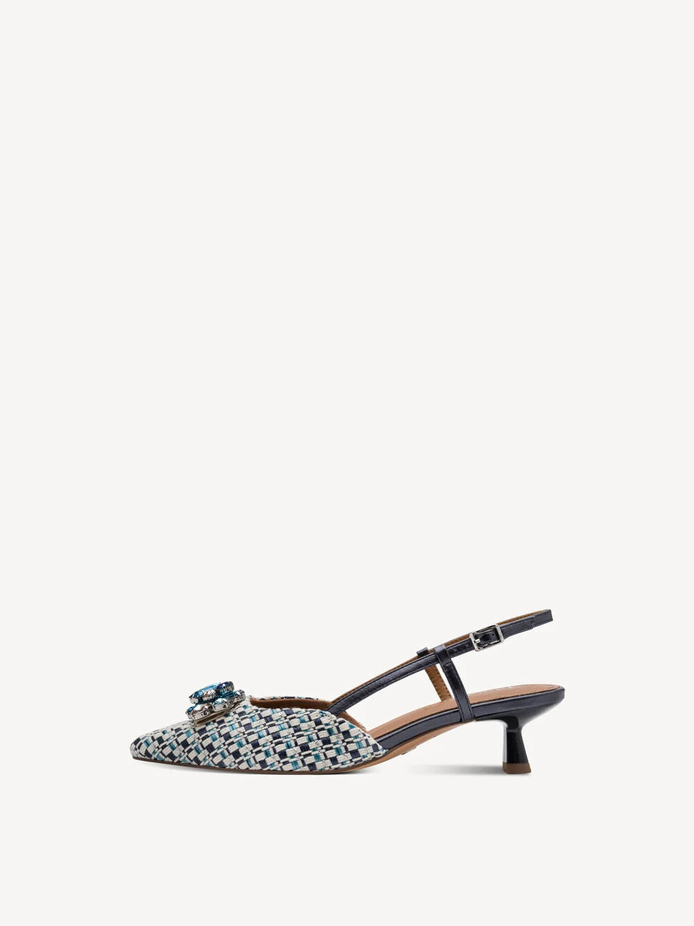 Tamaris - 29512 Navy & Cream Raffia Slingback