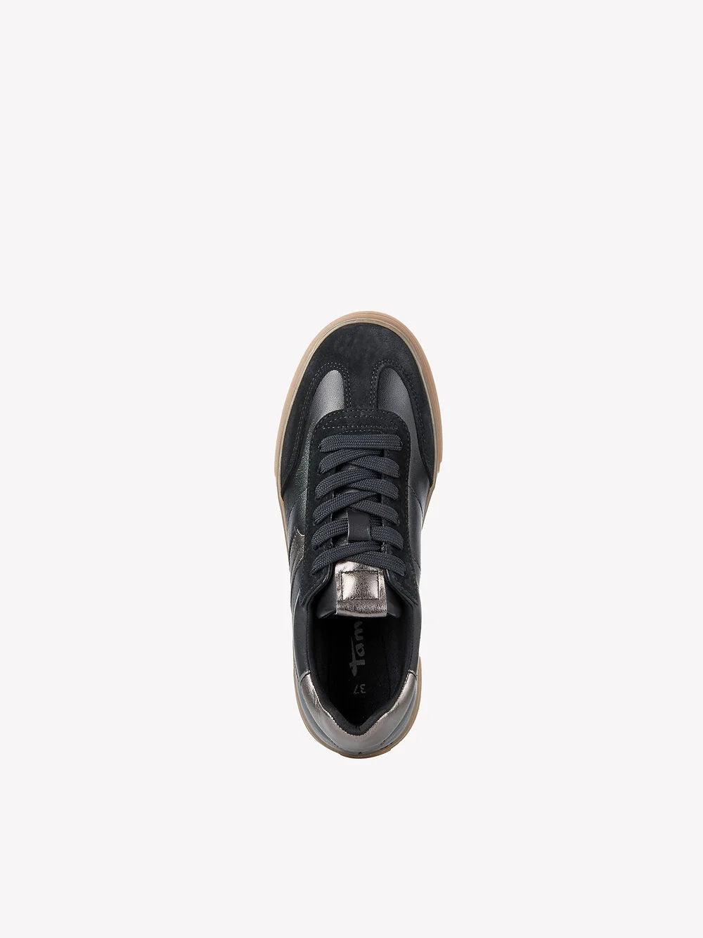 Tamaris - 23788 Black Leather Retro Trainer