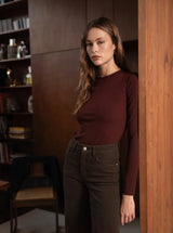 Anna - Burgundy Long Sleeve T-Shirt