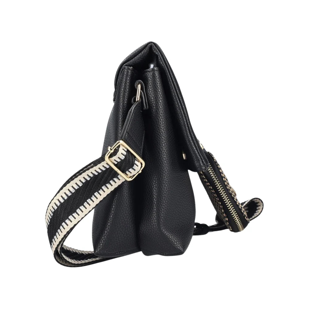 Rieker - H1612/00 Black & Cream Crossbody Bag