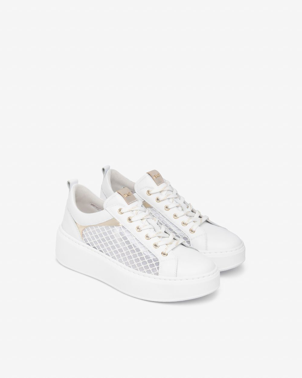 NeroGiardini - E615292D White Mesh Platform Trainer