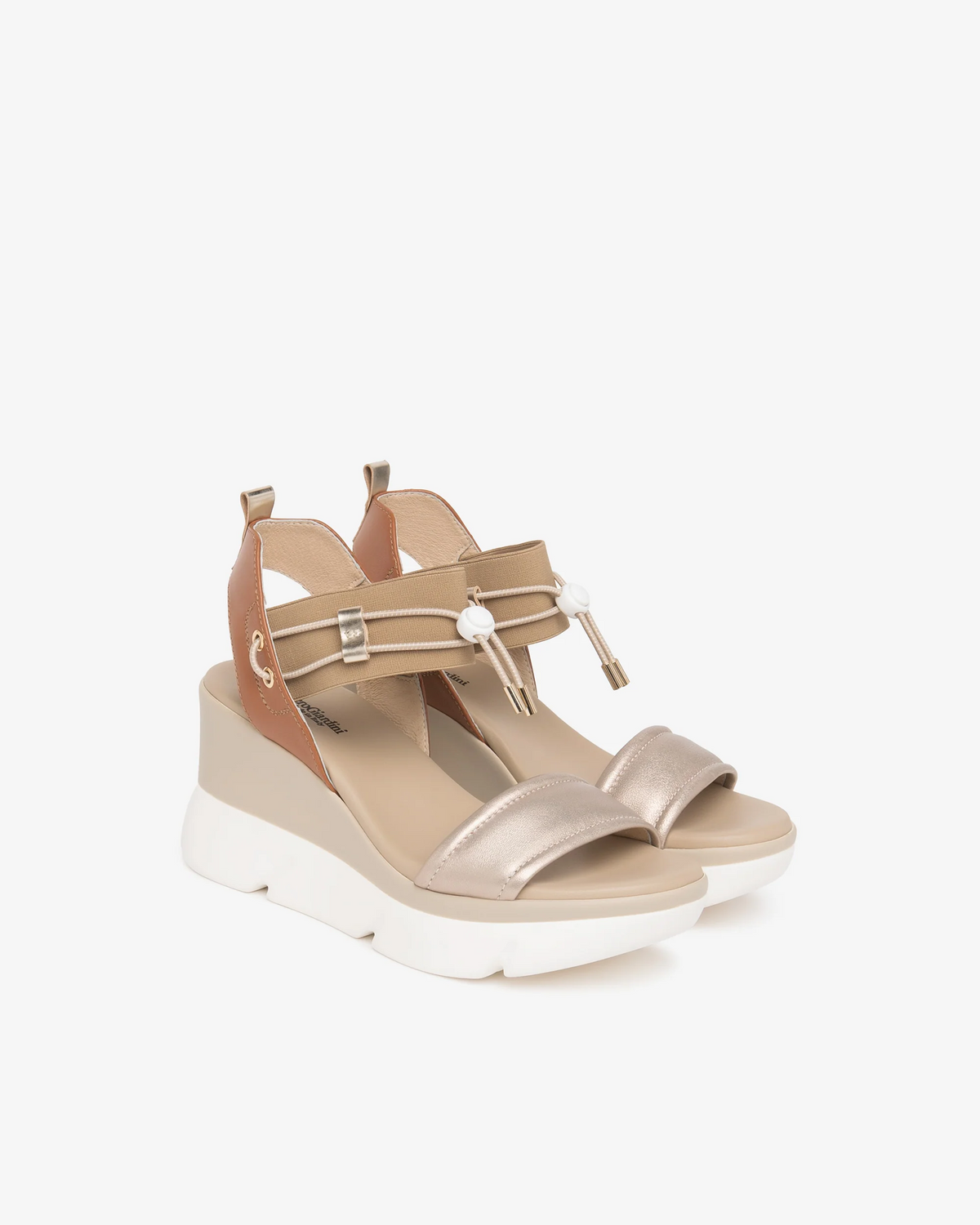 NeroGiardini - E616066D Metallic and Tan Wedge Sandal