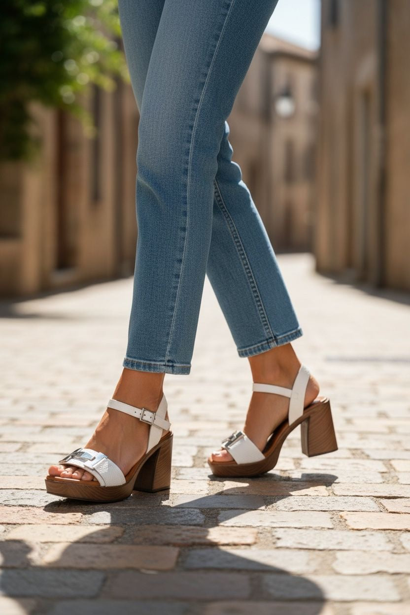 Oh My Sandals - 5931 White Platform Sandal