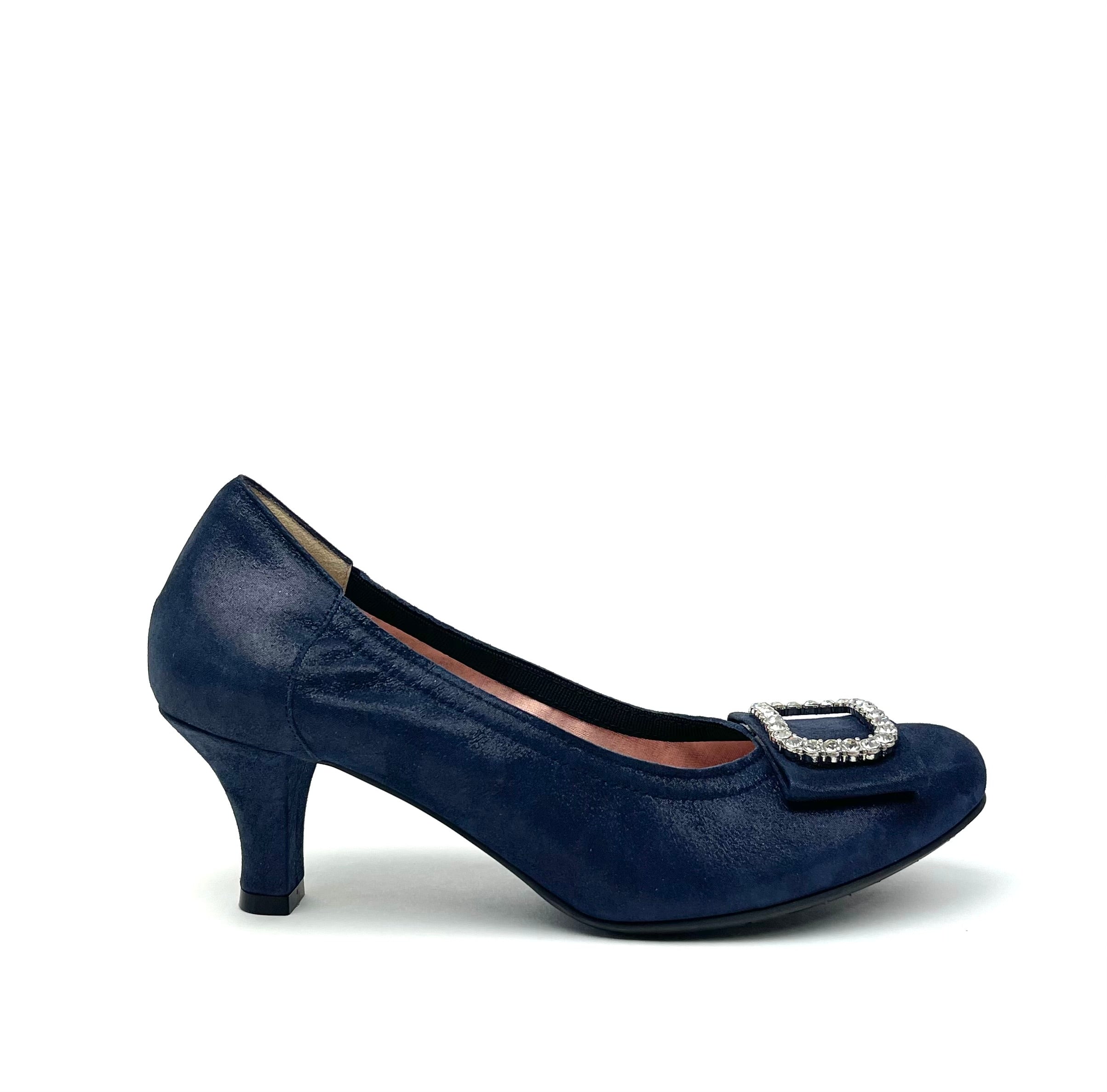 Le Babe - 3037S3 Navy Diamonte Kitten Heel Court