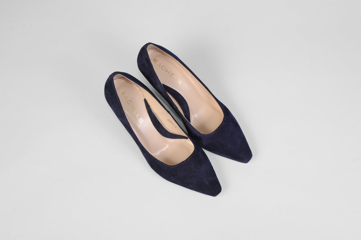 Rachels - Navy Suede Court Shoe