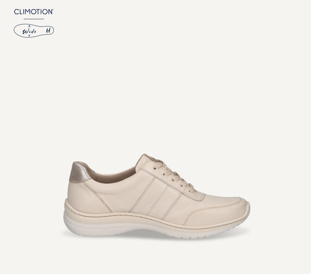 Caprice - 23717 Cream Trainer [ Wide Fit]