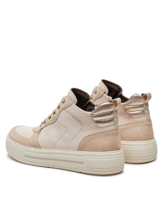 Caprice - 25151-43 Cream Leather Hi-Top