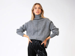Anna - Grey Turtle Neck Jumper