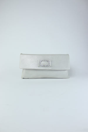 Le Babe - Bomilly White Silver Diamantés Clutch