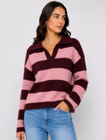 Anna - Burgundy/Pink Shirt Jumper